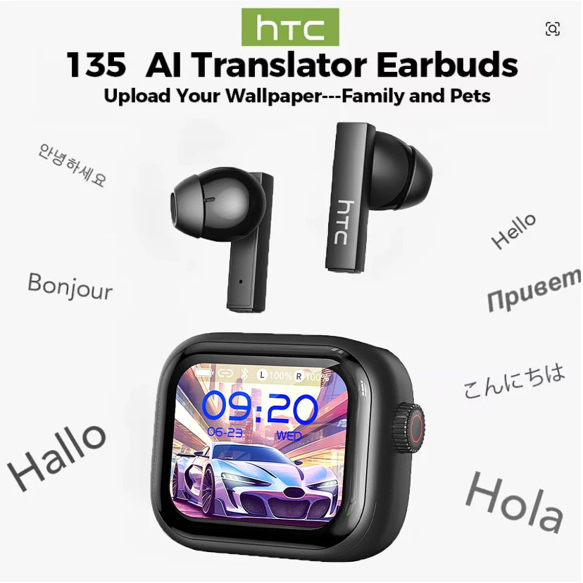 Auriculares Bluetooth TWS HTC NE40 AI Live Translation Earphone BT6.0 LED Display HiFi Sound Wireless Headset 2026 Choice