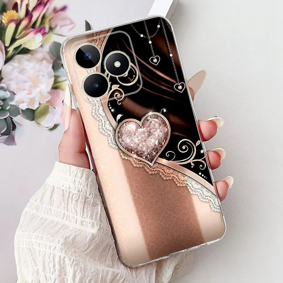 Realme C51 / C53 / C55 / C65 / C67 Şeffaf Karikatür Telefon Kılıfı