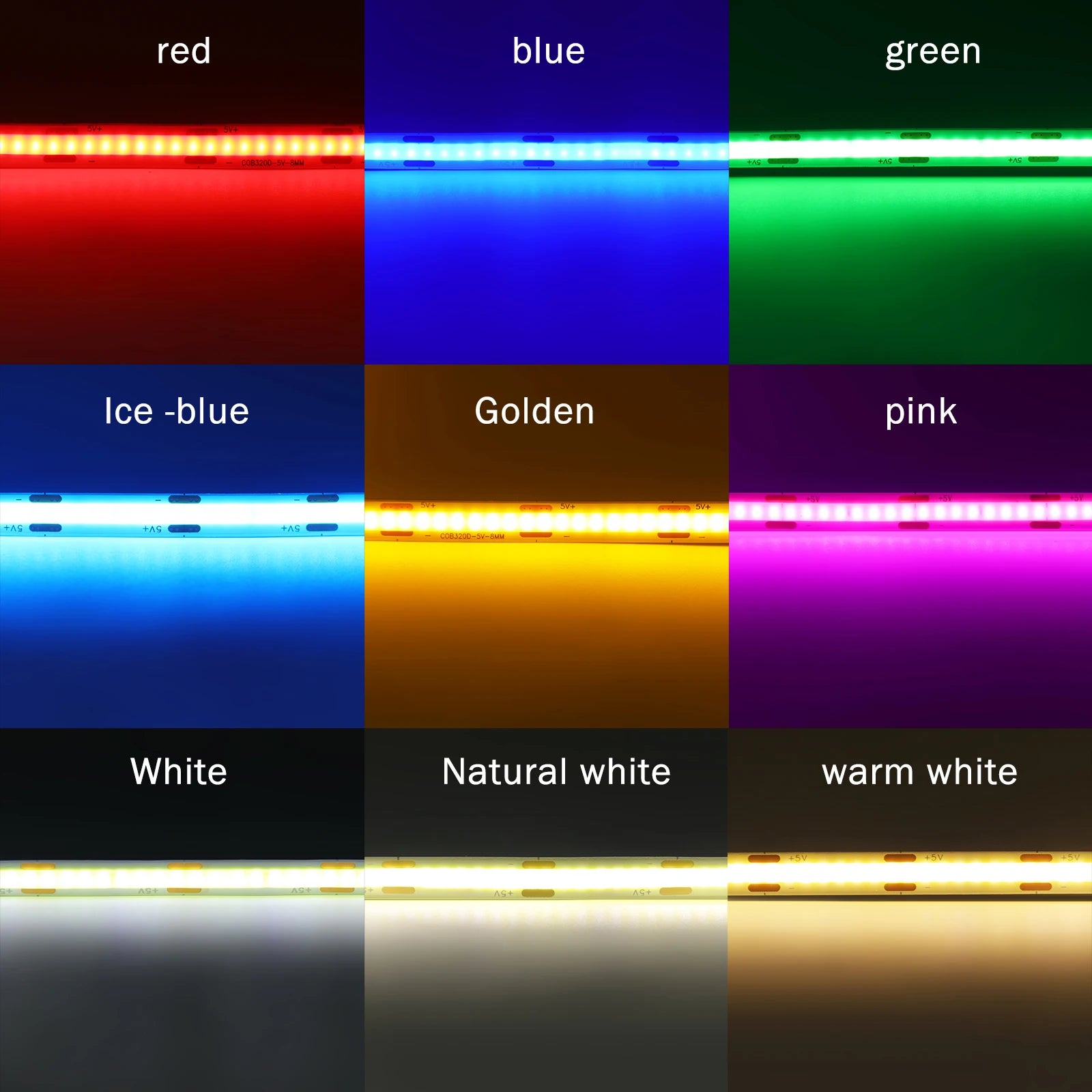 USB COB Strip Light 5V | 320 LED/m | Flexible Adhesive Tape | TV Backlighting