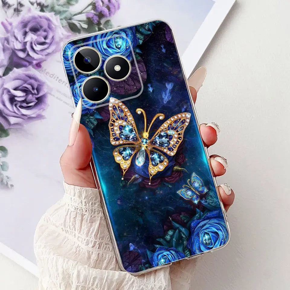 Realme C51 / C53 / C55 / C65 / C67 Şeffaf Karikatür Telefon Kılıfı