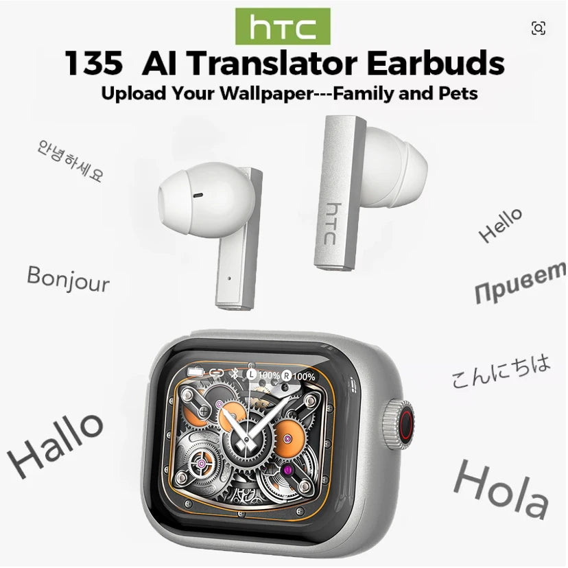 Auriculares Bluetooth TWS HTC NE40 AI Live Translation Earphone BT6.0 LED Display HiFi Sound Wireless Headset 2026 Choice
