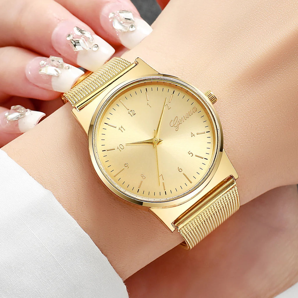 Fashion Women Watches Luxury Mesh Band Arabic Dial Ladies Quartz Watch Reloj Mujer Girls Clock Gift（Without Box）