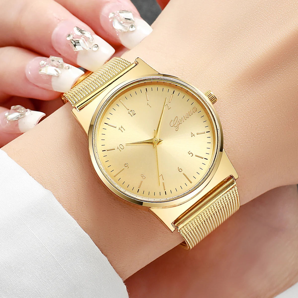 Fashion Women Watches Luxury Mesh Band Arabic Dial Ladies Quartz Watch Reloj Mujer Girls Clock Gift（Without Box）