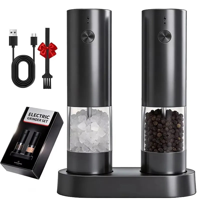 USB Şarjlı Otomatik Biber & Tuz Değirmeni | Ayarlanabilir İncelik