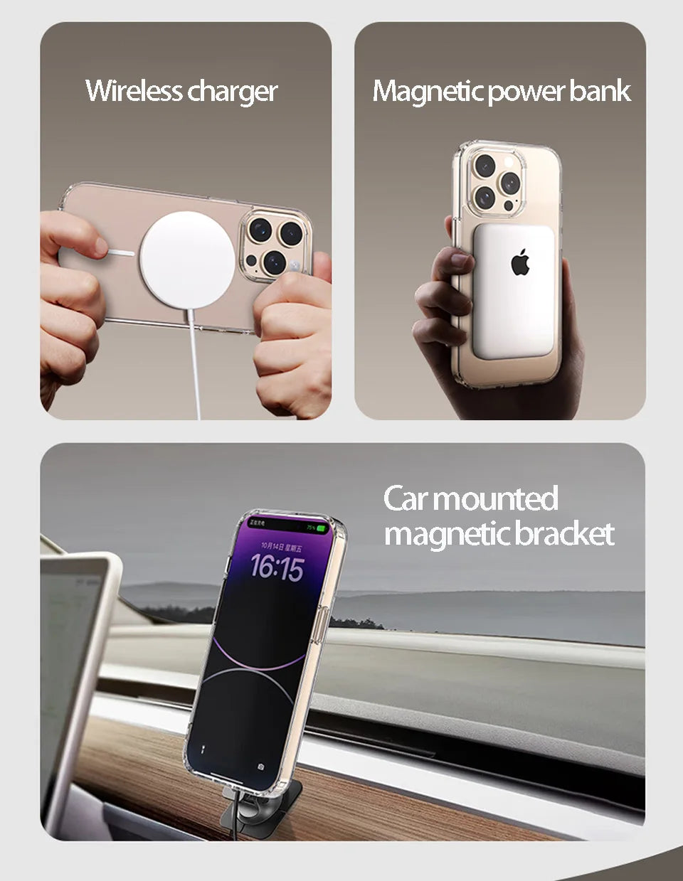 iPhone 17-11 Serisi MagSafe Uyumlu Şeffaf Manyetik Kılıf | Kablosuz Şarj