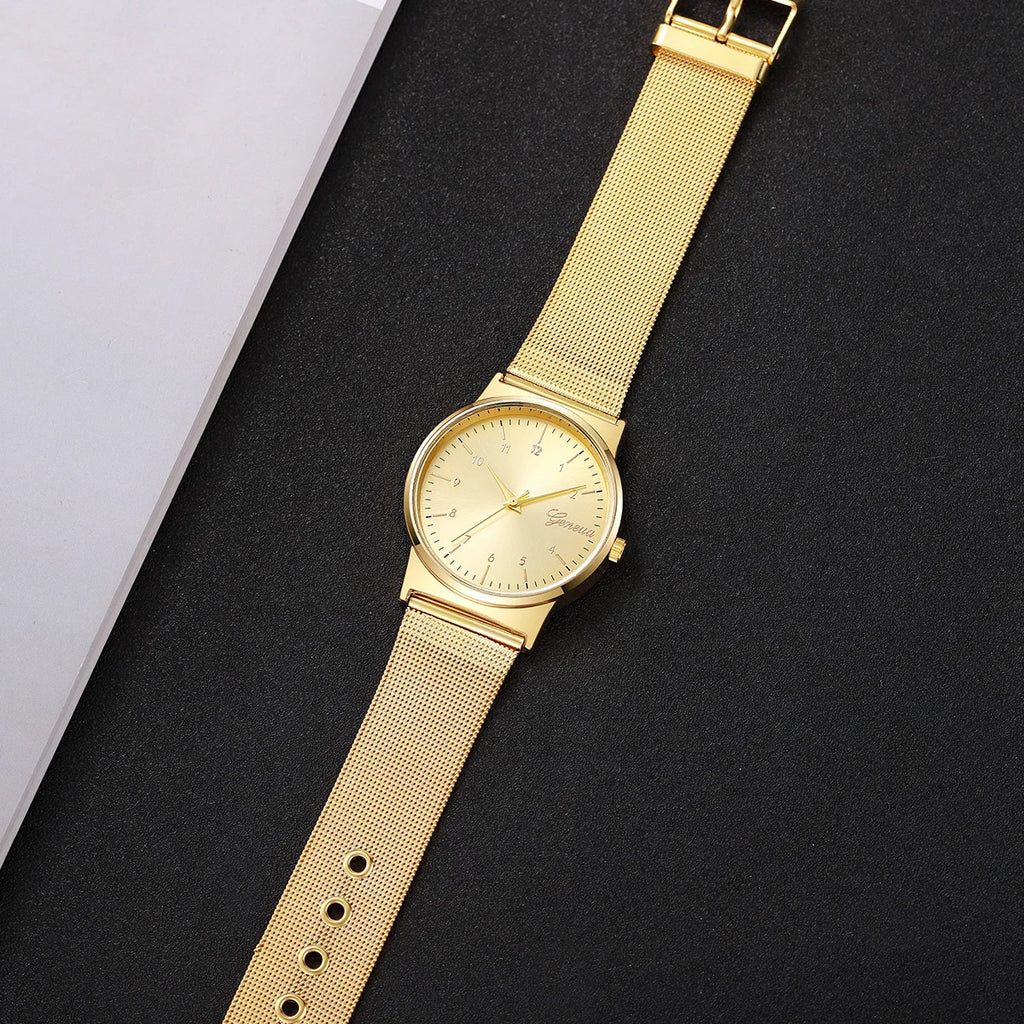 Fashion Women Watches Luxury Mesh Band Arabic Dial Ladies Quartz Watch Reloj Mujer Girls Clock Gift（Without Box）