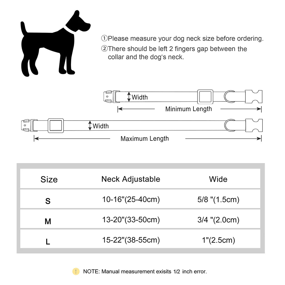 Kişiselleştirilebilir Köpek Tasması | Özel İsim Baskılı | Naylon | S/M/L