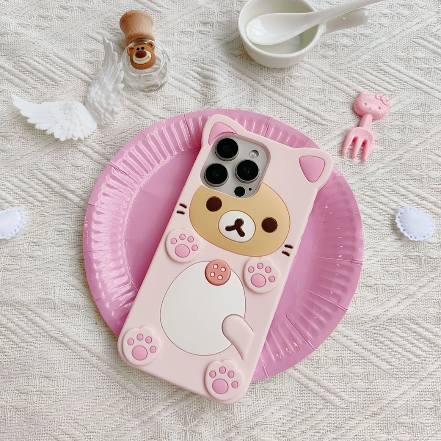 Cute Rilakkuma Bear For iPhone 17 16 15 14 13 12 11 Pro Max 5 6 7 8Plus XS XR X 17promax Kawaii Cartoon Silicone Soft Cover Case