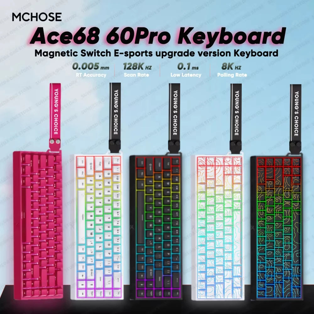 Mchose Ace 68/60 Pro Manyetik Gaming Klavye | 8K Hızlı Tetik | 0.005mm