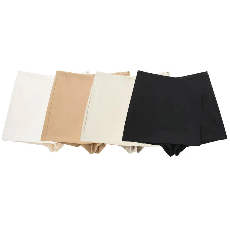 HXAO Shorts Women 2024 Summer Elegant Casual Party Skirt Shorts Ladies Fashion White Khaki Black Short Skirt Pants For Female