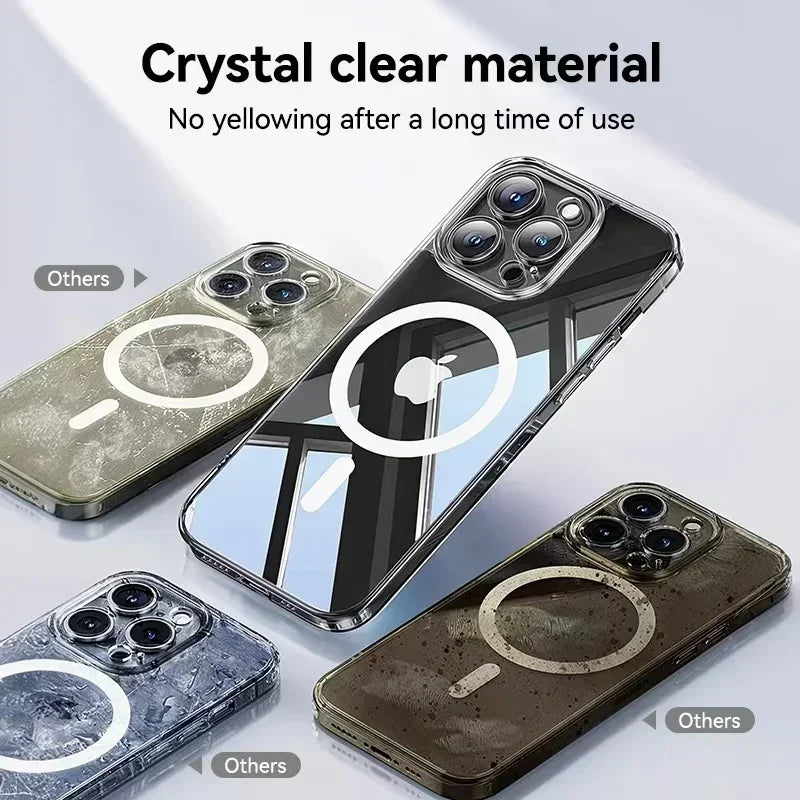 iPhone 16-12 Serisi Manyetik Şeffaf Telefon Kılıfı | Sararmaz | İnce