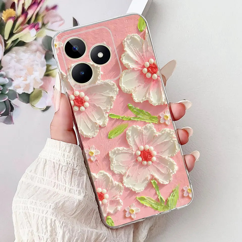 Realme C51 / C53 / C55 / C65 / C67 Şeffaf Karikatür Telefon Kılıfı
