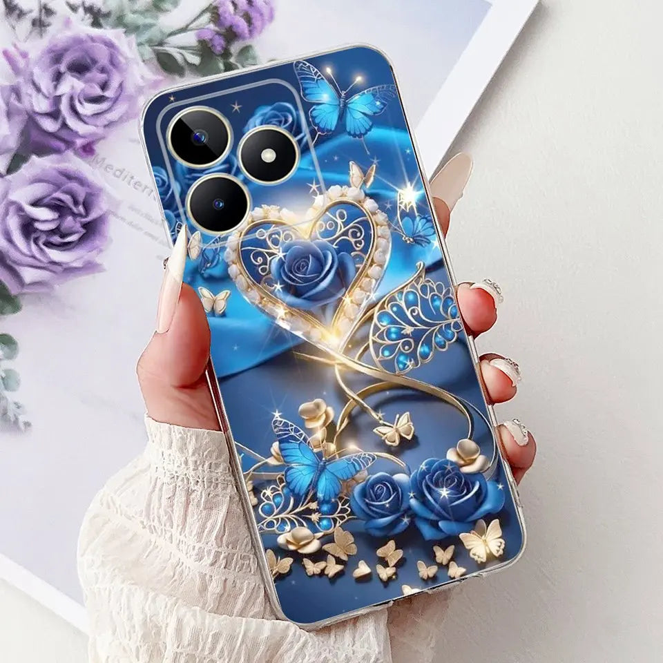 Realme C51 / C53 / C55 / C65 / C67 Şeffaf Karikatür Telefon Kılıfı