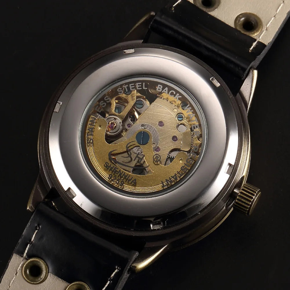Wrist Watch For Men Waterproof Automatic Mechanical Watch Men's watch Retro montre homme with Genuine Leather relogio masculino