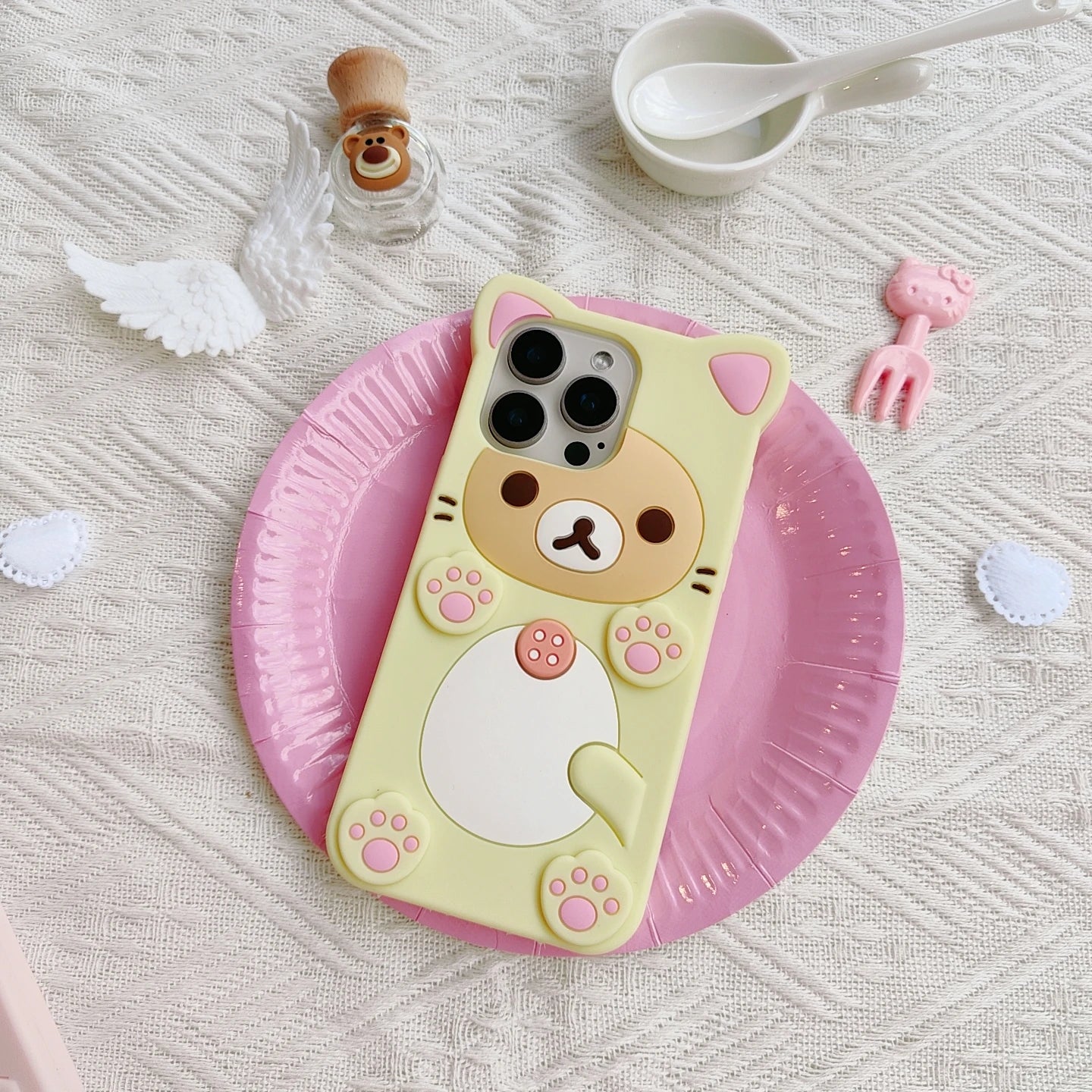 Cute Rilakkuma Bear For iPhone 17 16 15 14 13 12 11 Pro Max 5 6 7 8Plus XS XR X 17promax Kawaii Cartoon Silicone Soft Cover Case