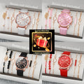 Surprise Mystery Watch Set Blind Box- 6PCS Fashion Women Watches Bracelets Set Casual Leather Band Wristwatches（Without Box）
