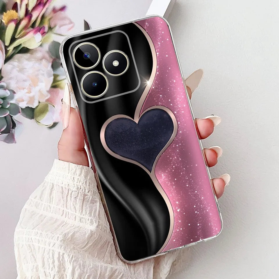 Realme C51 / C53 / C55 / C65 / C67 Şeffaf Karikatür Telefon Kılıfı