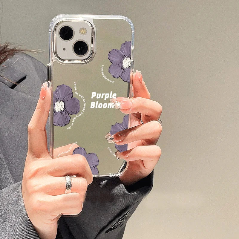Red Flower Make Up Mirror Phone Case For IPhone 17 17Air 16 15 14 13 12 11 Pro Max XR X XS 7 8 Plus Bumber Cover Case Funda