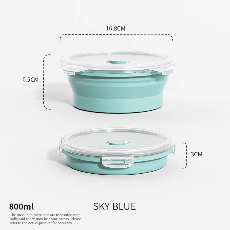 Katlanabilir Silikon Bento Kutusu | Kapakalı | 350ml-1200ml | Dondurucu Uyumlu