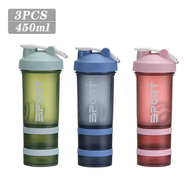 Spor Su Şişesi - 3 Katmanlı Protein Şeyker Sızdırmaz BPA Free
