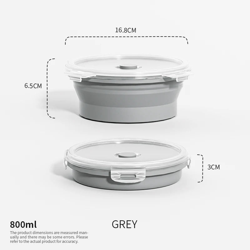 Katlanabilir Silikon Bento Kutusu | Kapakalı | 350ml-1200ml | Dondurucu Uyumlu