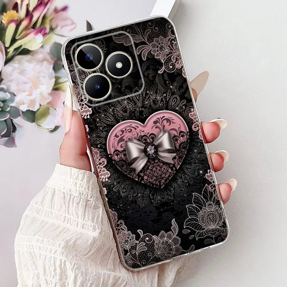 Realme C51 / C53 / C55 / C65 / C67 Şeffaf Karikatür Telefon Kılıfı
