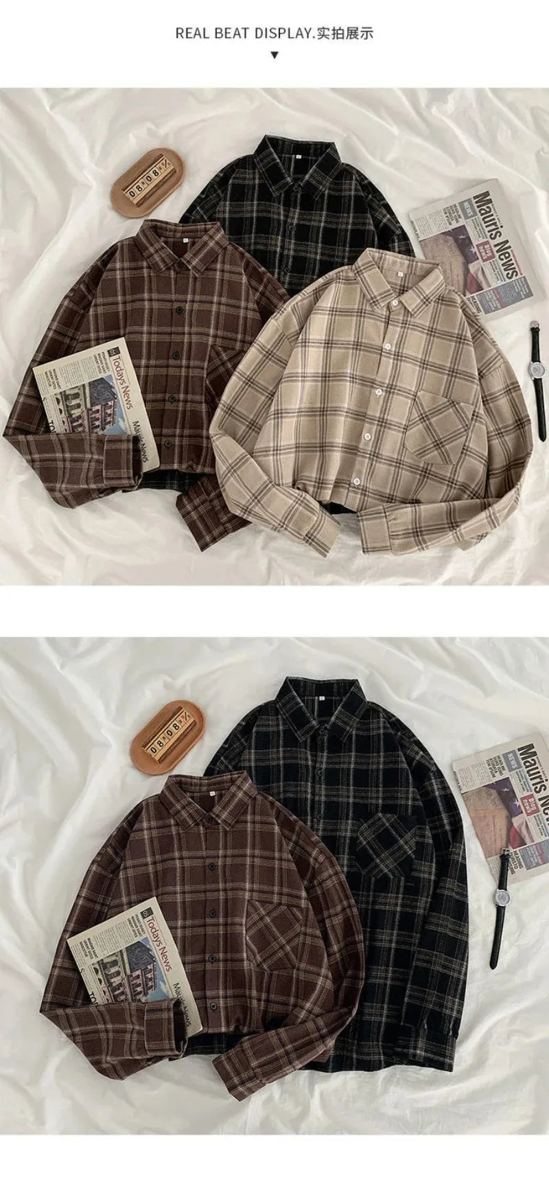 Plaid shirt women long sleeve retro port taste loose size women Korean version of the spring wear student jacket