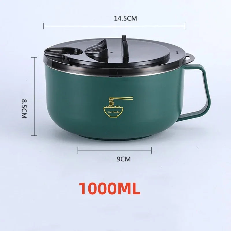 304 Paslanmaz Çelik Ramen Kase | Kapakalı | Isıya Dayanıklı | 1000ml & 1300ml