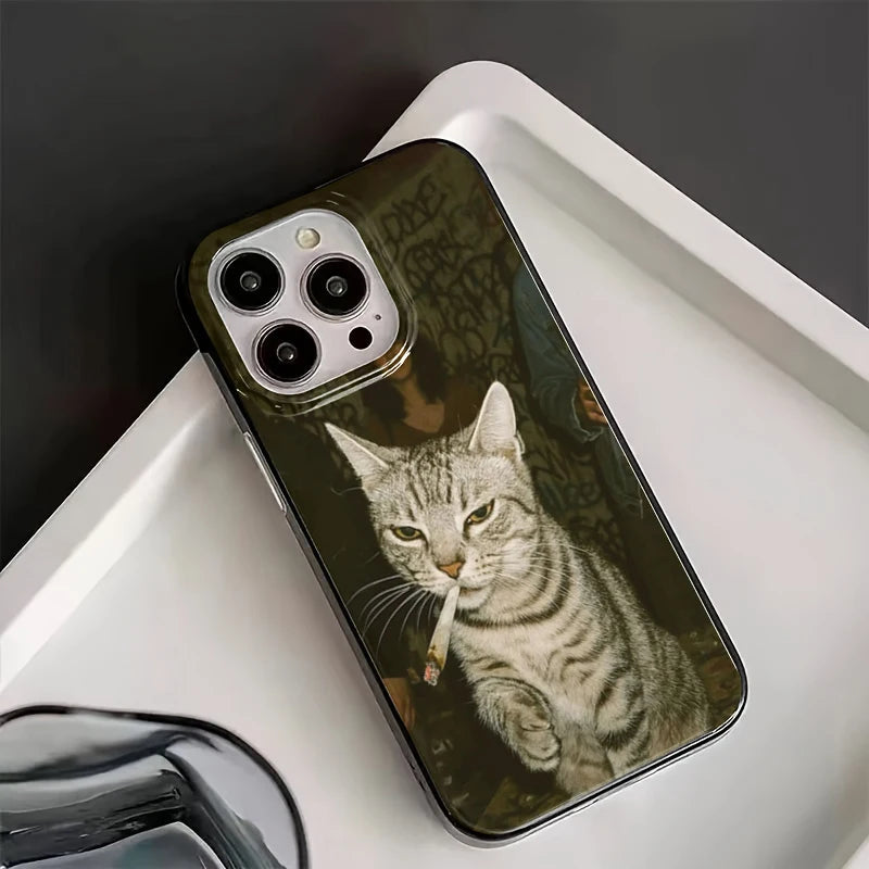 iPhone 17-7 Serisi Kedi Desenli Yumuşak Silikon Telefon Kılıfı