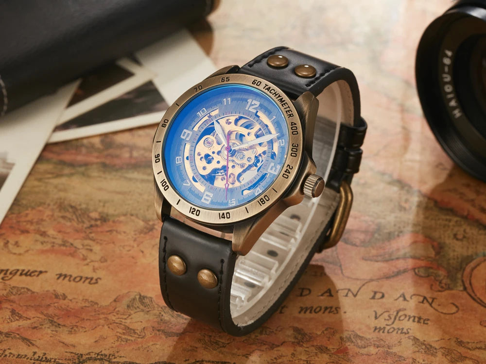 Wrist Watch For Men Waterproof Automatic Mechanical Watch Men's watch Retro montre homme with Genuine Leather relogio masculino