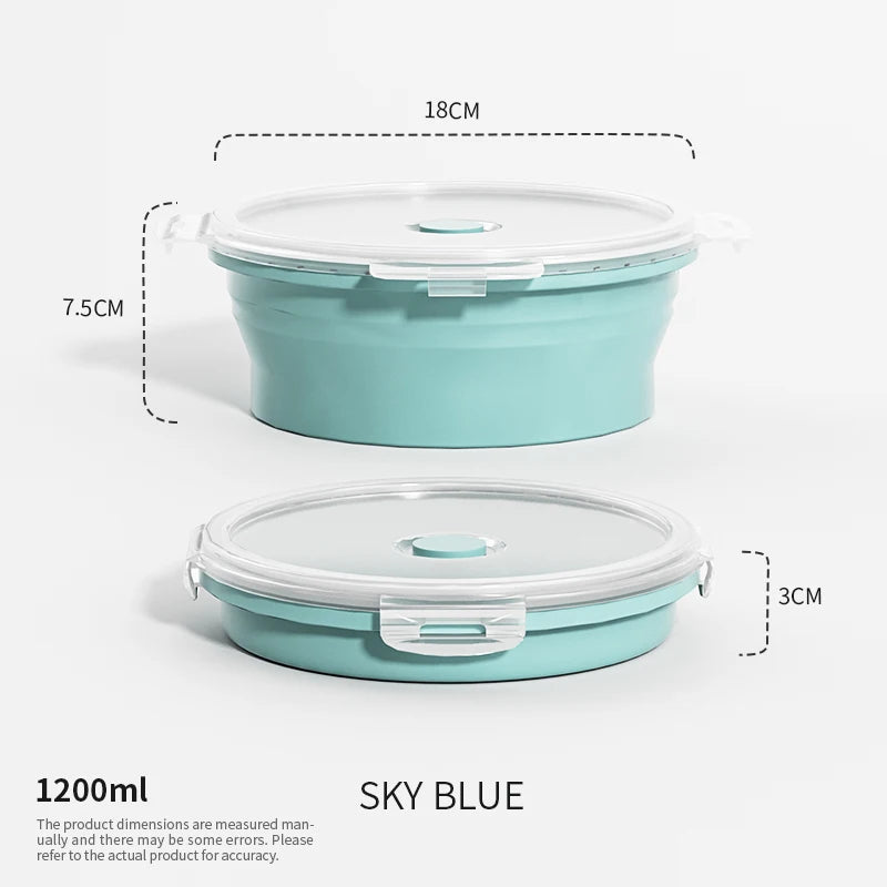 Katlanabilir Silikon Bento Kutusu | Kapakalı | 350ml-1200ml | Dondurucu Uyumlu