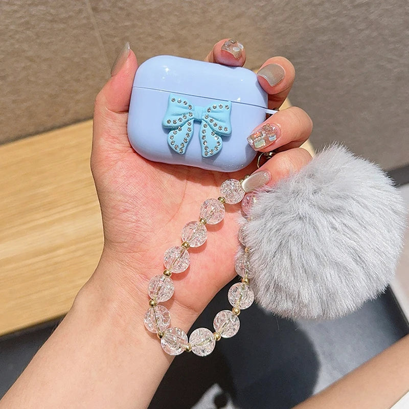 AirPods Pro 2/3/4 Simli Fiyonk Kristal Kulaklık Kılıfı | Koruyucu