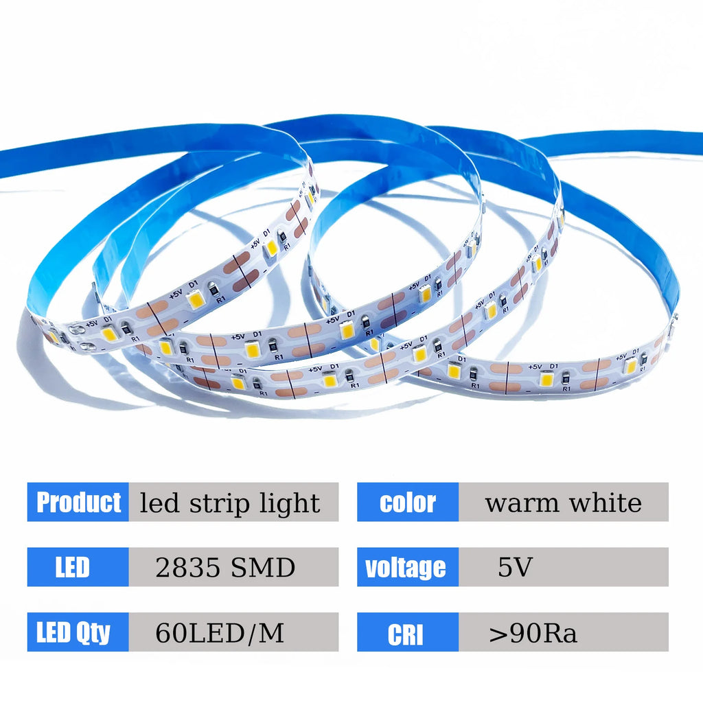USB LED Strip Light | 1-5m | TV Backlight | Cabinet & Bedroom | Warm/Cool White