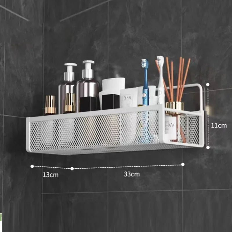 Asılır Duvara Monte Depolama Rafı | Delme Gerektirmez | Banyo & Mutfak Sepeti