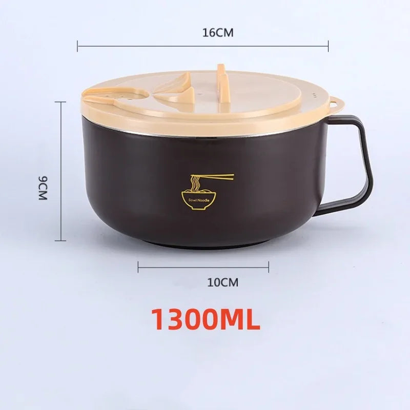 304 Paslanmaz Çelik Ramen Kase | Kapakalı | Isıya Dayanıklı | 1000ml & 1300ml