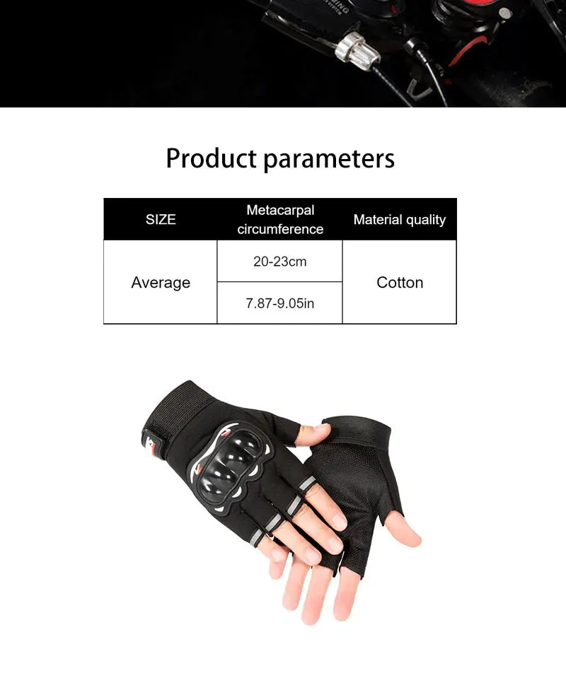 Yarı Parmaksız Motosiklet ve Bisiklet Eldiveni - Kaymaz, Nefes Alır