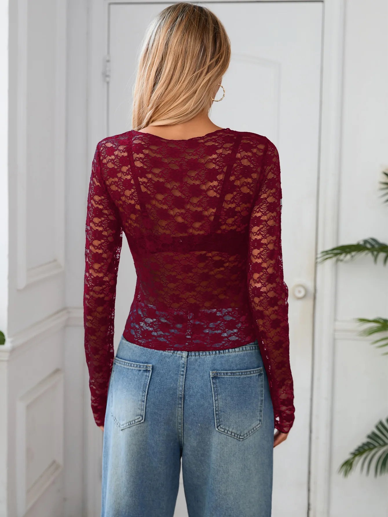T shirt women 2026 fashion New casual sexy lace sexy nightclub slim long-sleeved T-shirt summer tshirt women's clothing