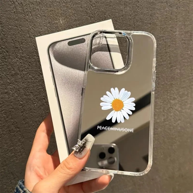 Red Flower Make Up Mirror Phone Case For IPhone 17 17Air 16 15 14 13 12 11 Pro Max XR X XS 7 8 Plus Bumber Cover Case Funda