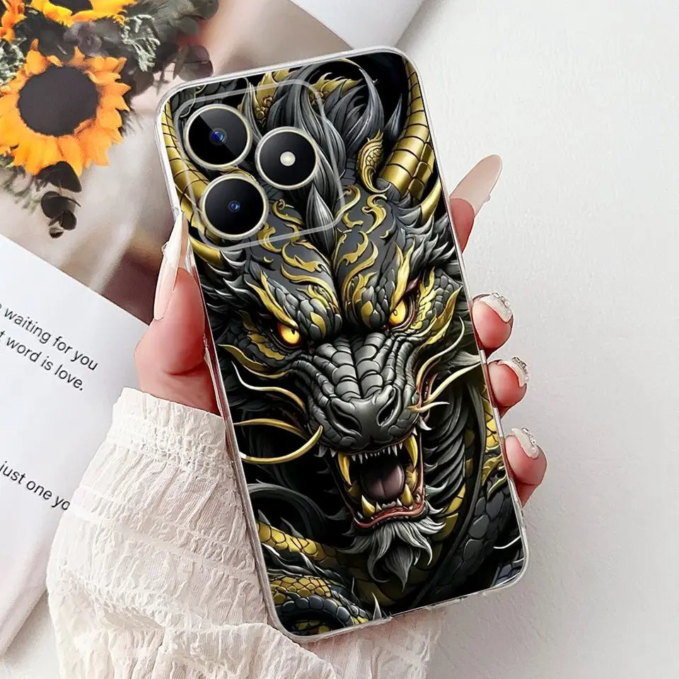 Realme C51 / C53 / C55 / C65 / C67 Şeffaf Karikatür Telefon Kılıfı
