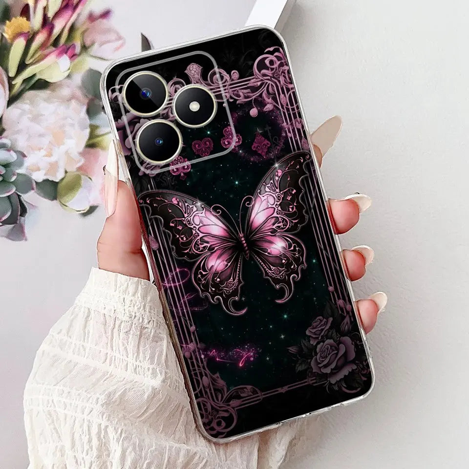 Realme C51 / C53 / C55 / C65 / C67 Şeffaf Karikatür Telefon Kılıfı