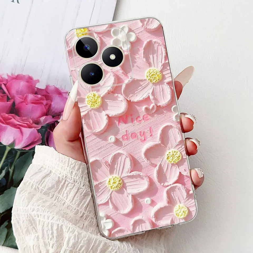 Realme C51 / C53 / C55 / C65 / C67 Şeffaf Karikatür Telefon Kılıfı