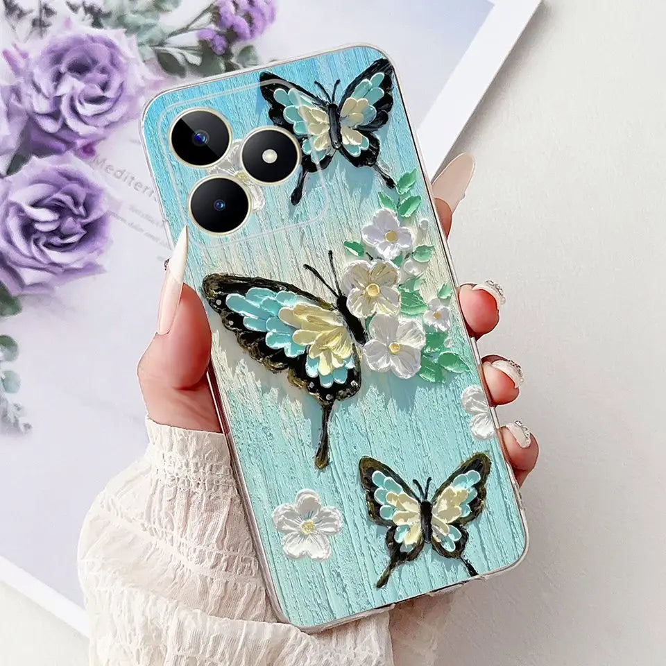 Realme C51 / C53 / C55 / C65 / C67 Şeffaf Karikatür Telefon Kılıfı