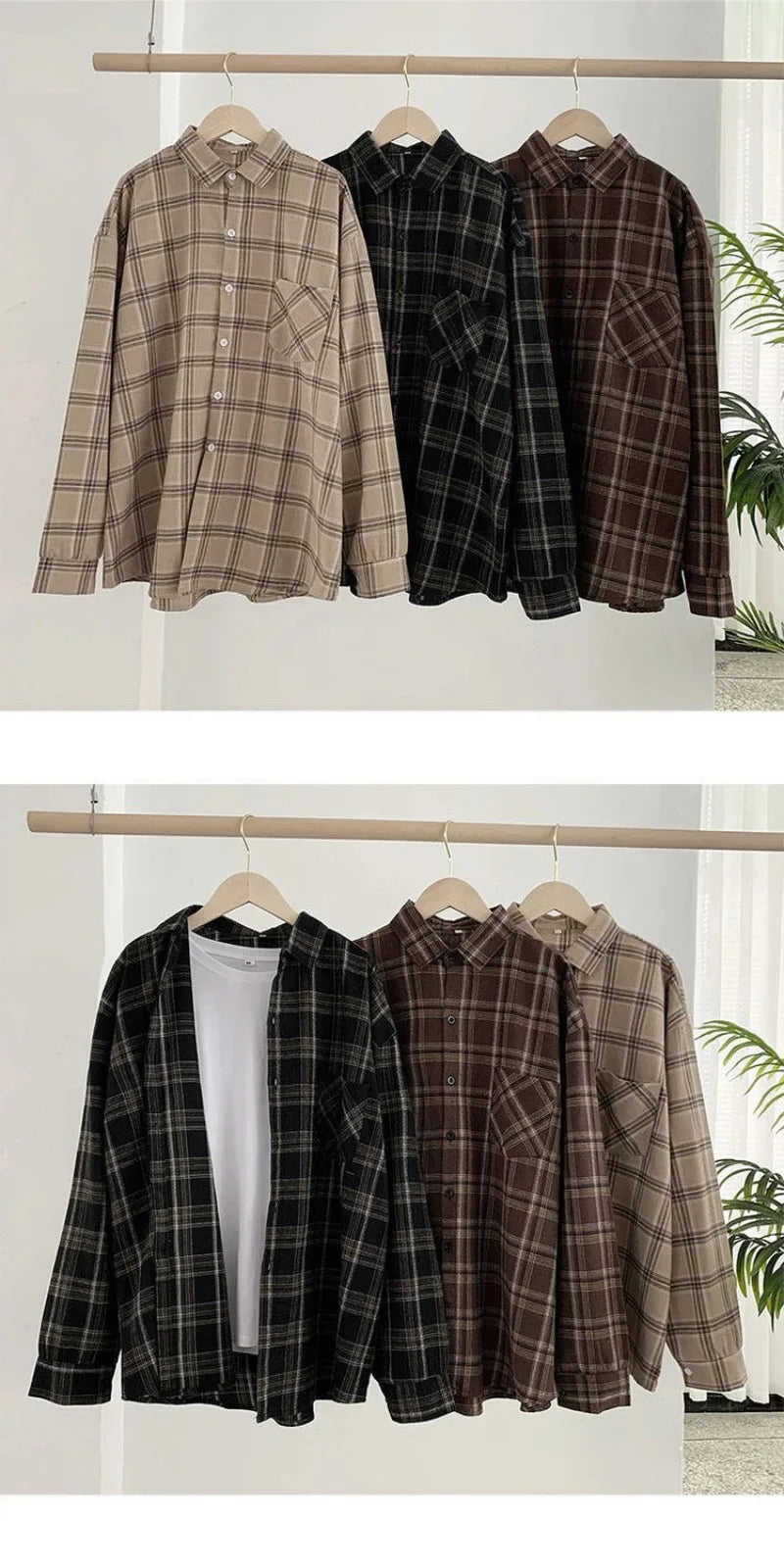 Plaid shirt women long sleeve retro port taste loose size women Korean version of the spring wear student jacket