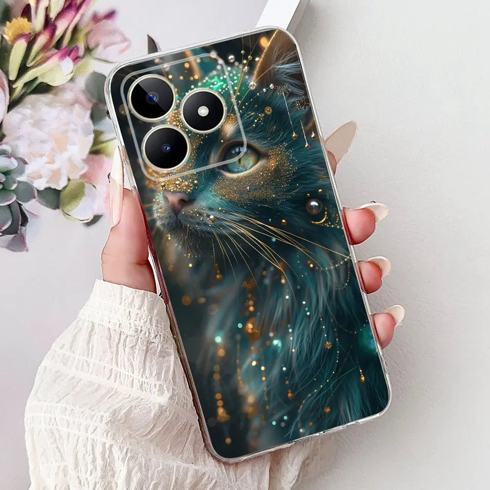 Realme C51 / C53 / C55 / C65 / C67 Şeffaf Karikatür Telefon Kılıfı