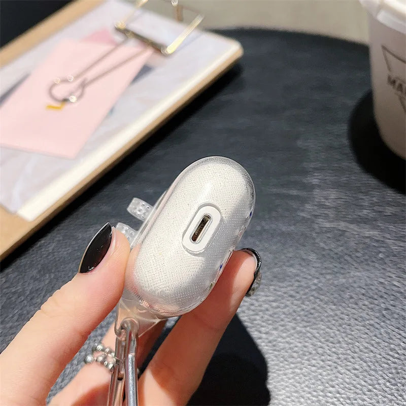AirPods Pro 2 / 1 / 3 / 4 Simli Çiçek Desenli Kılıf | Anahtarlık