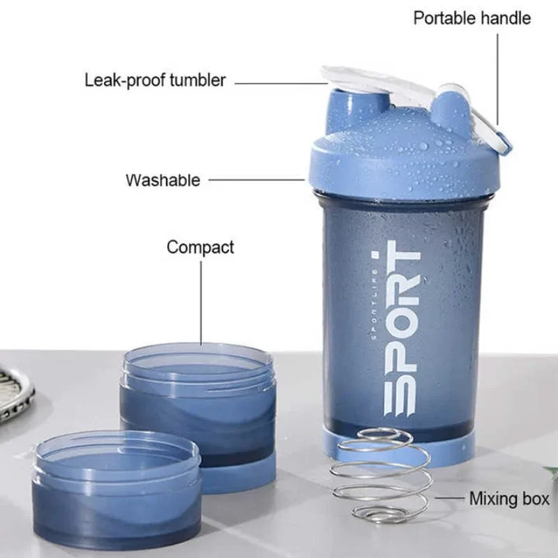 Spor Su Şişesi - 3 Katmanlı Protein Şeyker Sızdırmaz BPA Free