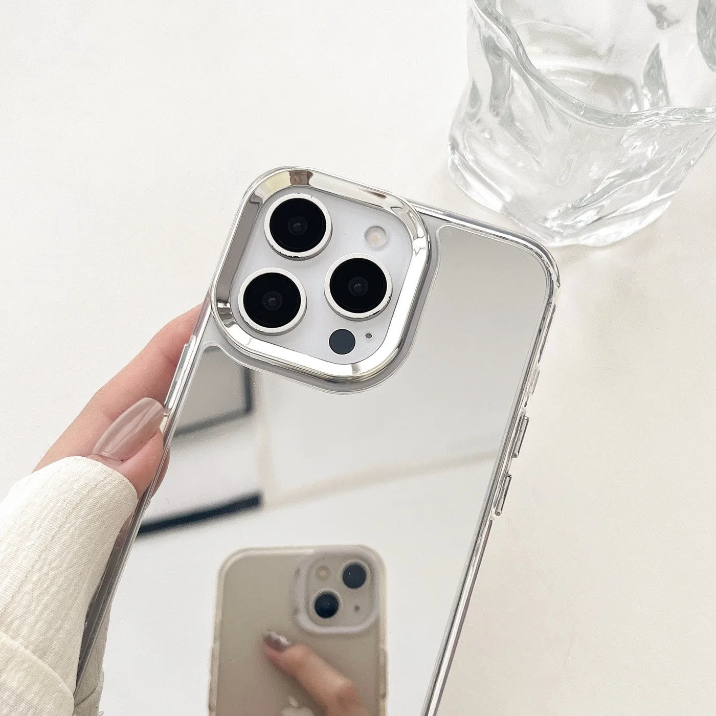 iPhone 17-11 Pro Max Makyaj Aynalı Lüks Telefon Kılıfı | Darbeye Dayanıklı