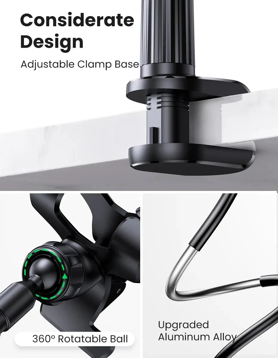 90cm Phone Holder Stand Lazy Bracket Headrest Bed 360 Flexible Long Arms Clamp Mount For iPhone Samsung and 3.5~6.7" Device