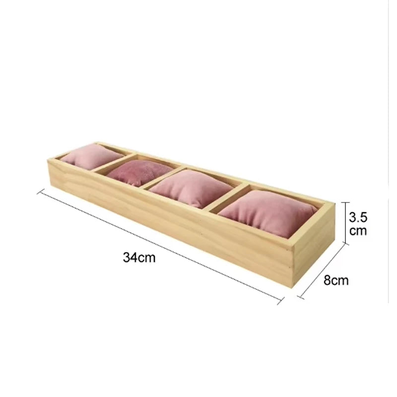 Bambu Ahşap Kadife Takı Düzenleyici - 4 Bölmeli Tepsi