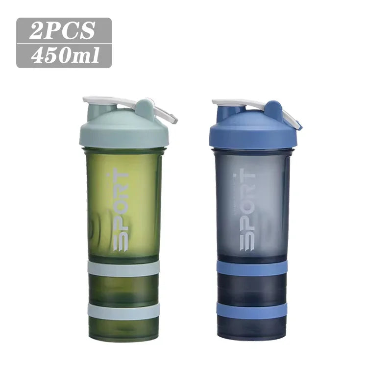 Spor Su Şişesi - 3 Katmanlı Protein Şeyker Sızdırmaz BPA Free